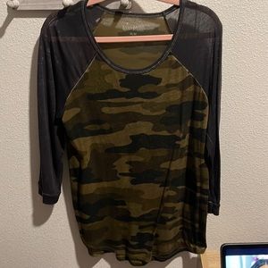 Lucky brand size medium sheer-ish light camo 3/4 sleeve top